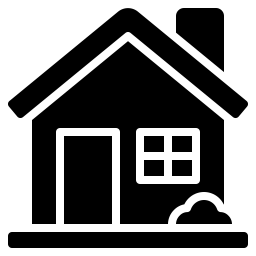 Black icon of a single-family house.